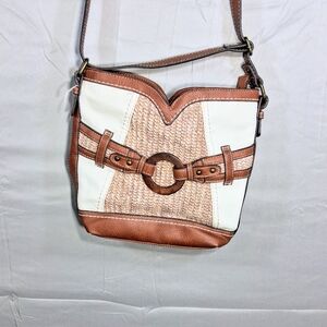 BOC Shoulder Leather And Ivory Twill Fashionable Boho Casual Purse/Bag